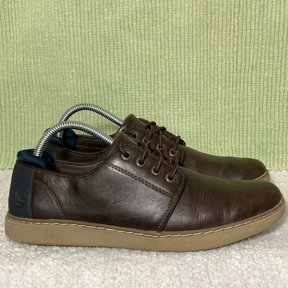 Skechers Mens Lanson-Vernes Oxford Multicolor Brown Leather Shoes SZ US 8.5